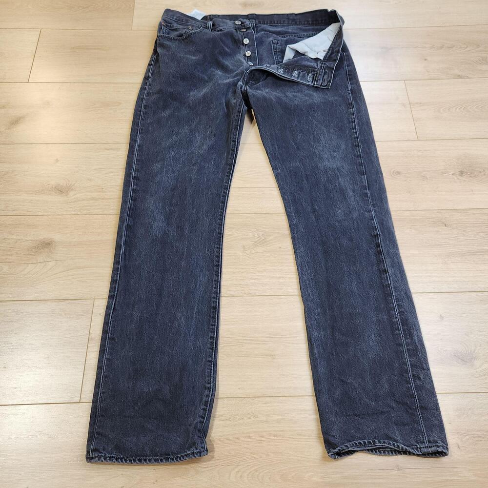 Levis 501 Jeans Mens 38x36 Black Button Fly Straight Denim Casual